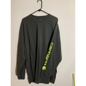 Carhartt T Shirt Mens XL Gray Long Sleeve Arm Spell out K126 Workwear Faded0